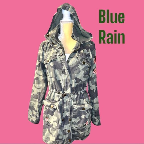Blue Rain camouflage drawstring waist jacket with hoodie - Picture 2 of 15